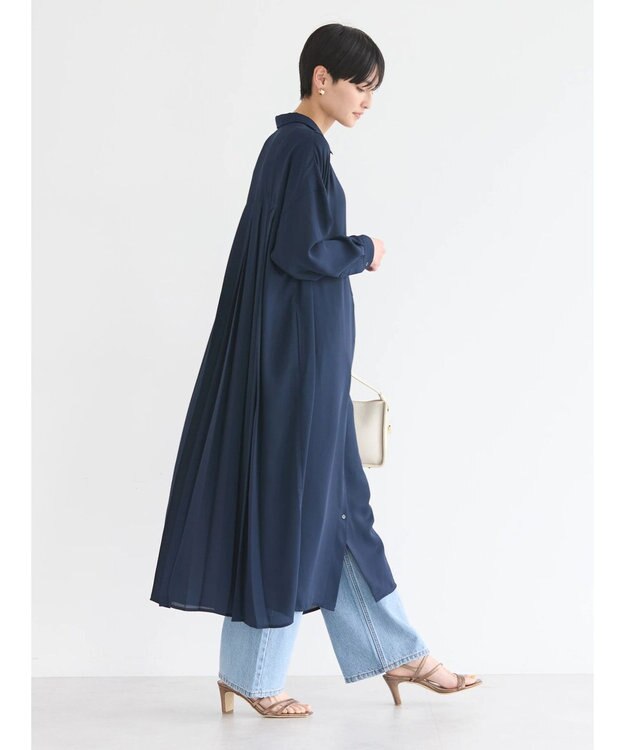 AMERICAN HOLIC ジョーゼットバックプリーツワンピース Navy