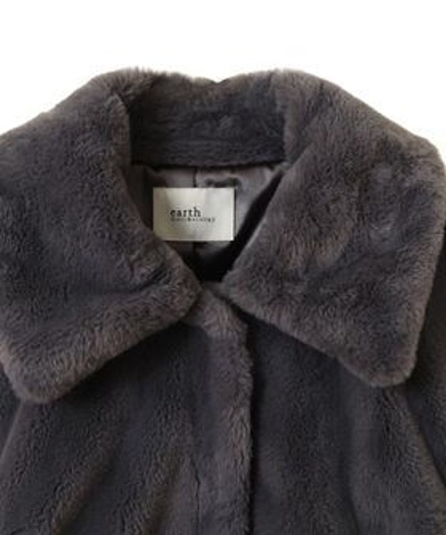 earth music&ecology ファーショートコート チャコールグレー