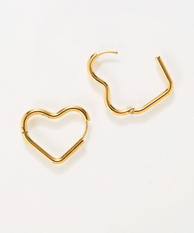 Phoebe 【金属アレルギー対応】グロウハートフープワンタッチピアス　ゴールド/ステンレス ゴールド