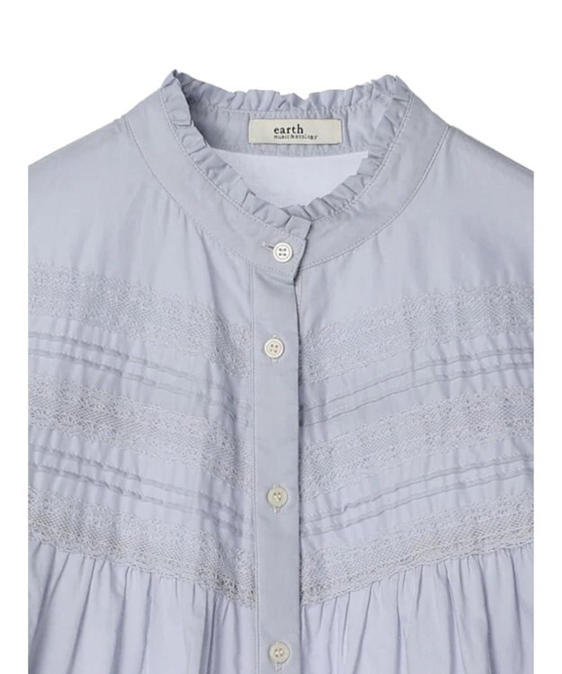 earth music&ecology ピンタックレースブラウス Sax