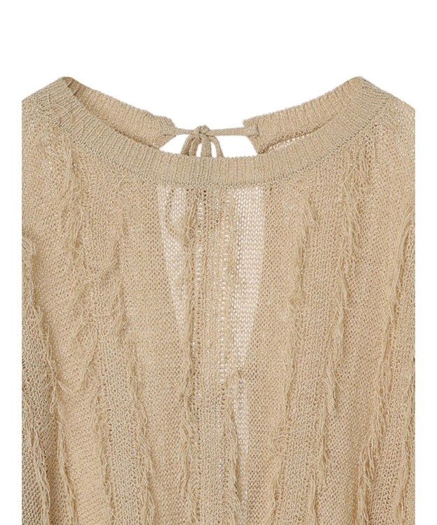 YECCA VECCA 2wayフリンジリボンニット Beige