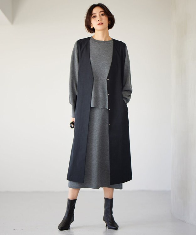 自由区 L 【WEB&一部店舗限定】スムージーニット スカート チャコール