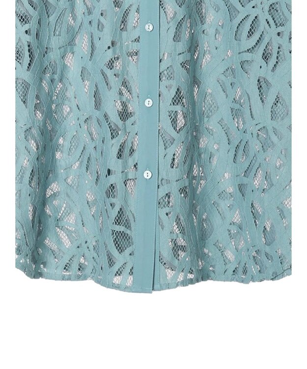 Green Parks ・ＥＬＥＮＣＡＲＥ　ＤＵＥ　レースバンドカラーブラウス Blue