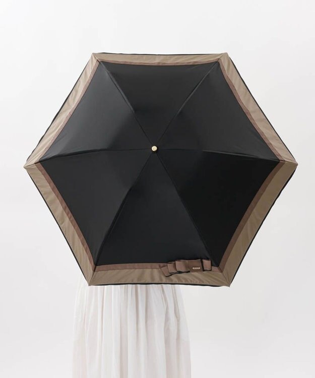 AURORA 【 Beaurance （ビューランス）】サマーシールド リボン/切り継ぎ加工晴雨兼用パラソル傘（折りたたみ傘） ブラック