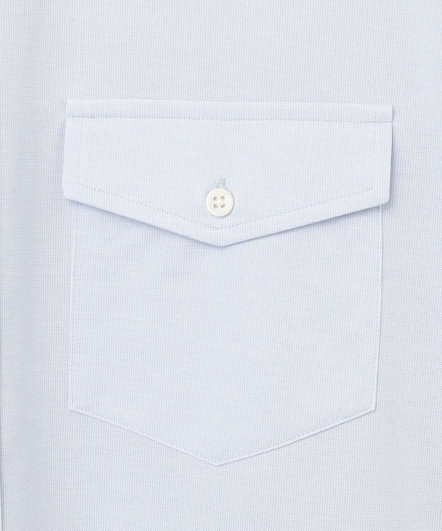 J.PRESS MEN 【KING SIZE】ピンチェックジャージ バンドカラーシャツ サックスブルー系