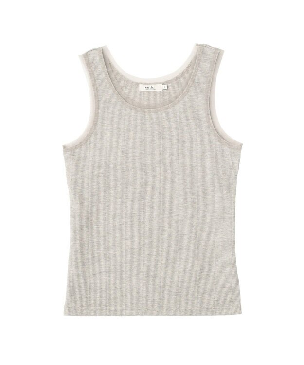 earth music&ecology エッジチュールラメテレコタンクトップ Gray