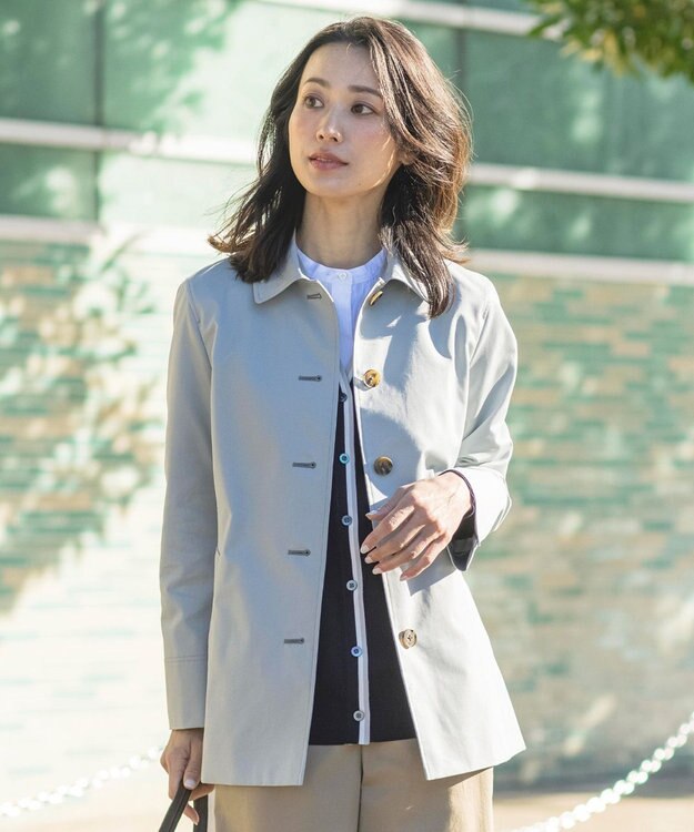 J.PRESS LADIES 【WEB限定カラーあり・撥水】80/2 T/C ツイル ステンカラー ショートコート スカイブルー系