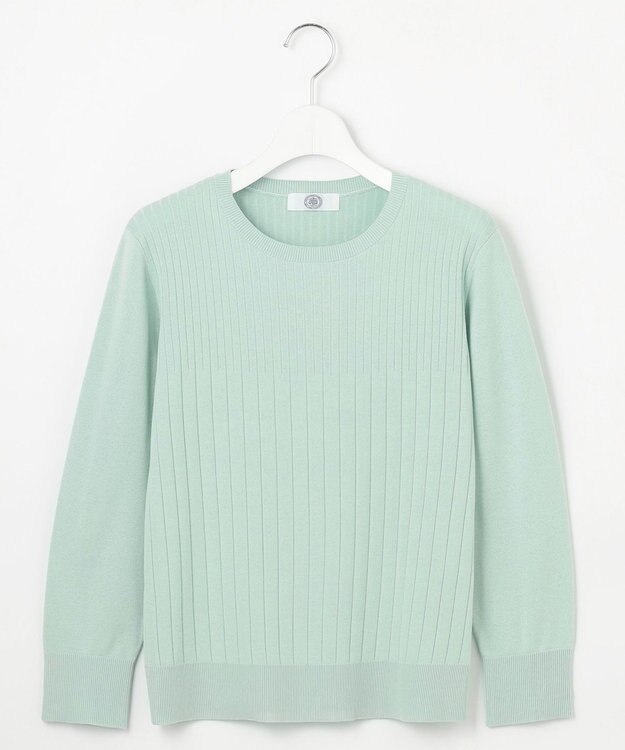 J.PRESS LADIES L 【洗える】Cotton Acetate ストライプ ニット プルオーバー ミント系