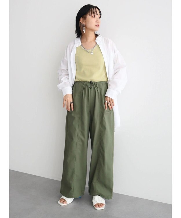 Green Parks 綿麻混オーバーサイズシャツチュニック Off White