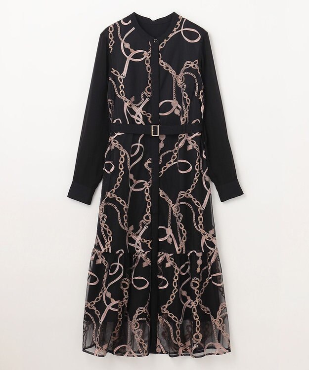 GRACE CONTINENTAL チェーン刺繍ワンピース ブラック