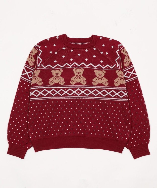 WEGO ノルディックベアニットプルーバー ワイン