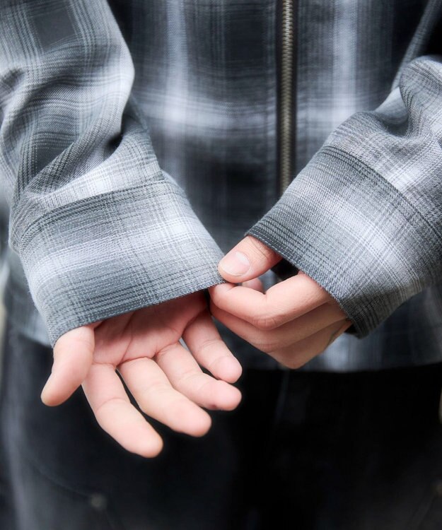 WEGO 【ユニセックス着用ITEM】オンブレチェックシャツジャケット ブラックチェック1