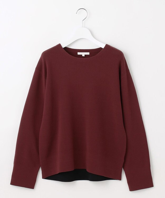 自由区 L 【カタログ掲載】レーヨンストレッチベーシックシルエット ニット ボルドー