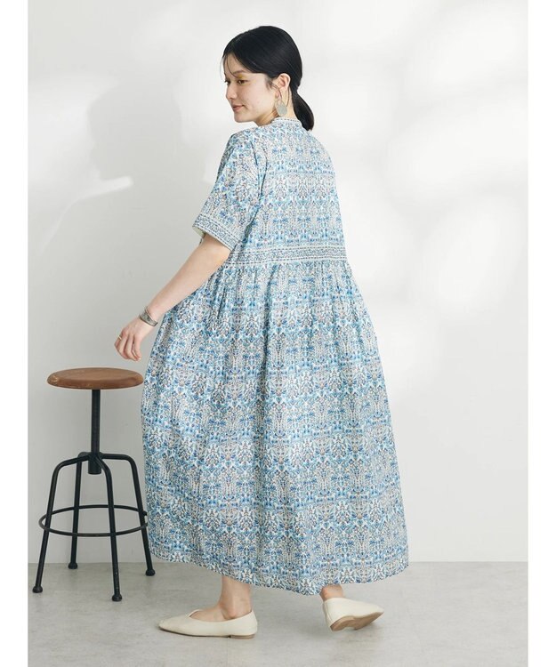 CRAFT STANDARD BOUTIQUE インド綿アラベスク柄ワンピース Blue