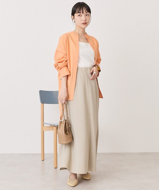 AMERICAN HOLIC リネンライクバンドカラーシャツ Orange