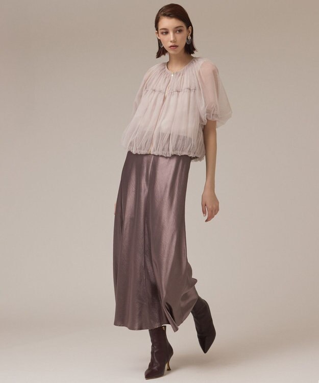 GRACE CONTINENTAL チュールシアーブルゾン ベージュ