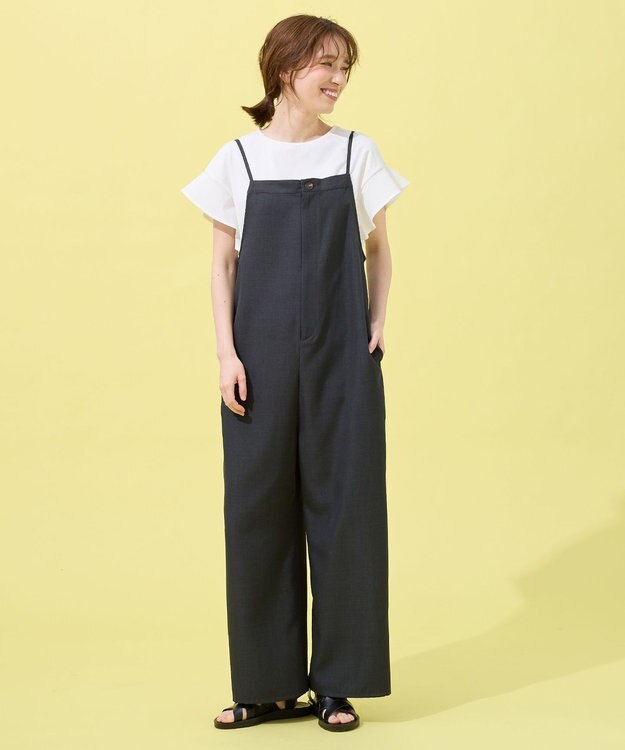 ANY 異素材コンビフリルスリーブプルオーバー オフ