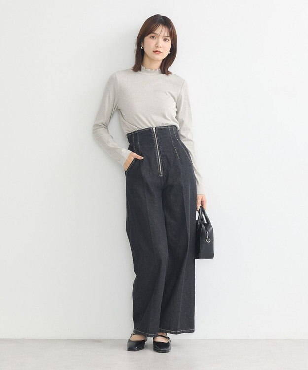 earth music&ecology ラメテレコハイネックプルオーバー Gray