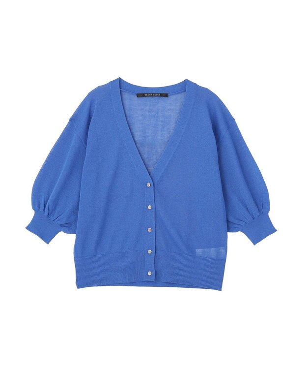 YECCA VECCA シアーニットVネックカーディガン Blue