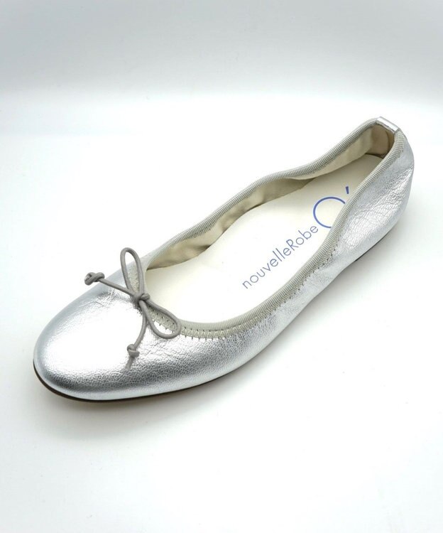 nouvelleRobe Oū サイズ追加【本革・高反発】Round ラウンドトゥ メタリックバレエシューズ シルバー