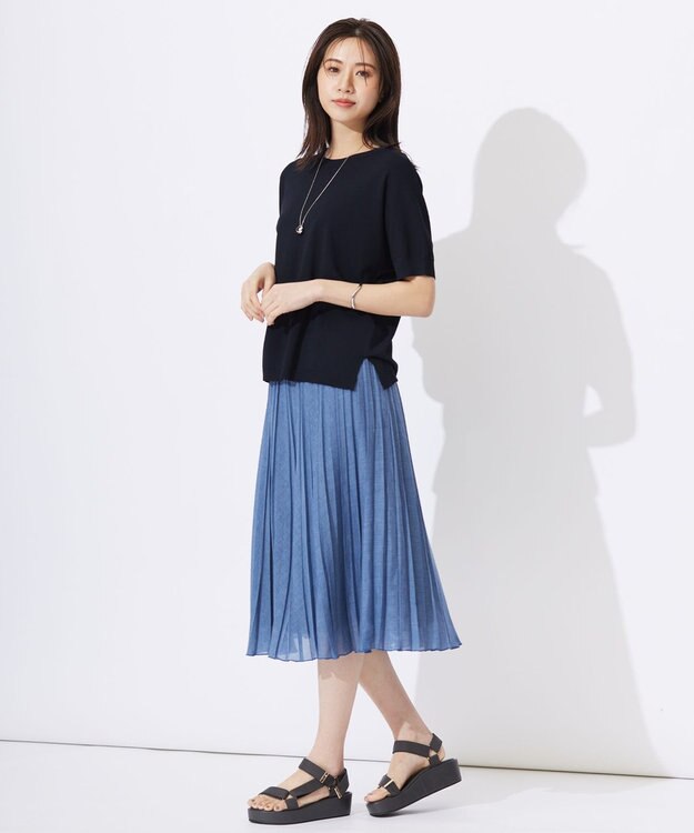 J.PRESS LADIES L 【洗える】レーヨンエリートストレッチ ドルマン ニット ネイビー系