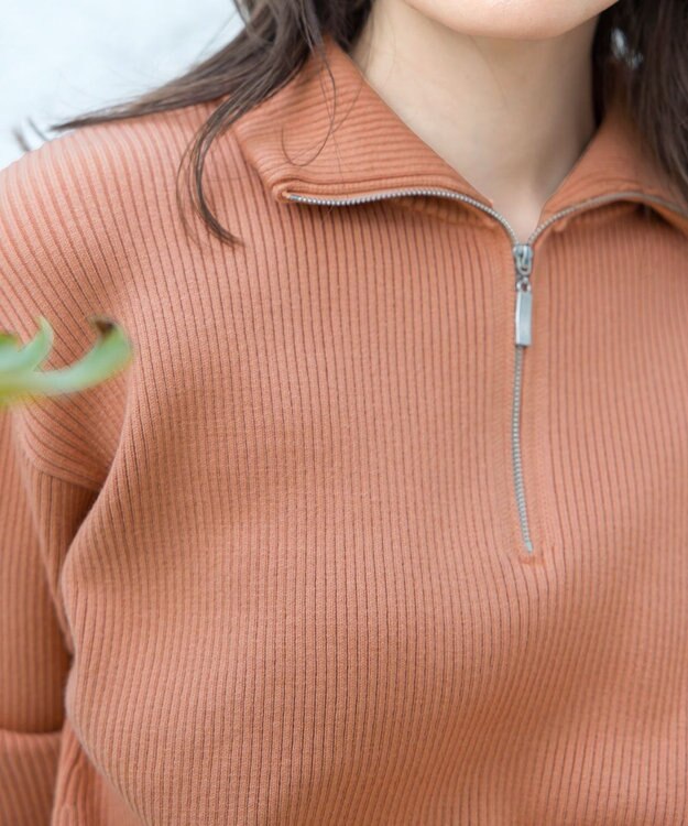 Tiaclasse 【洗える】ハーフジップニットチュニック オレンジ