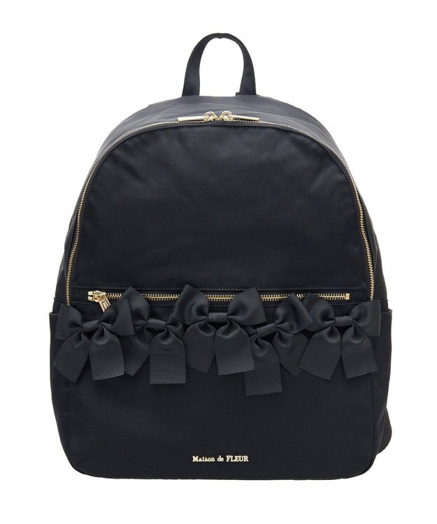 Maison de FLEUR 撥水加工フロントリボンリュック Black