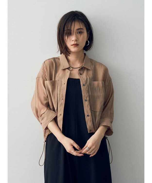 YECCA VECCA 【2点SET】シアーシャツ×Aラインキャミワンピース Beige