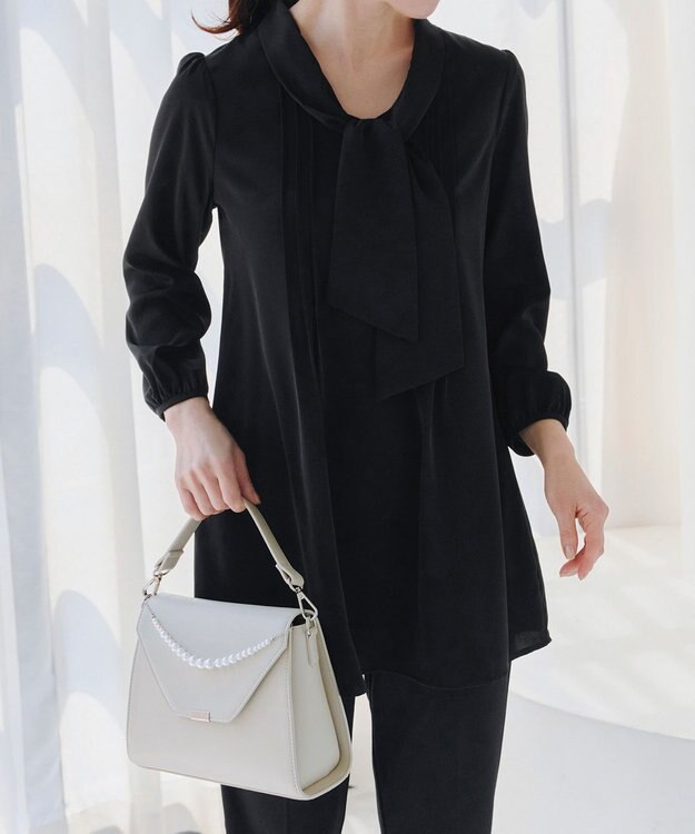 Tiaclasse 【洗える】ボウタイチュニック ブラック