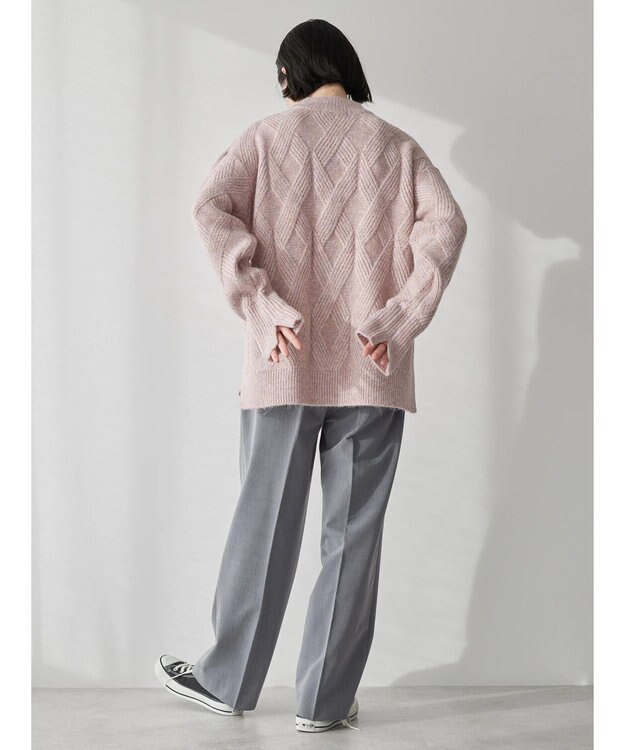 AMERICAN HOLIC Ｍｉｘヤーンモックネックケーブルニットプルオーバー Pink