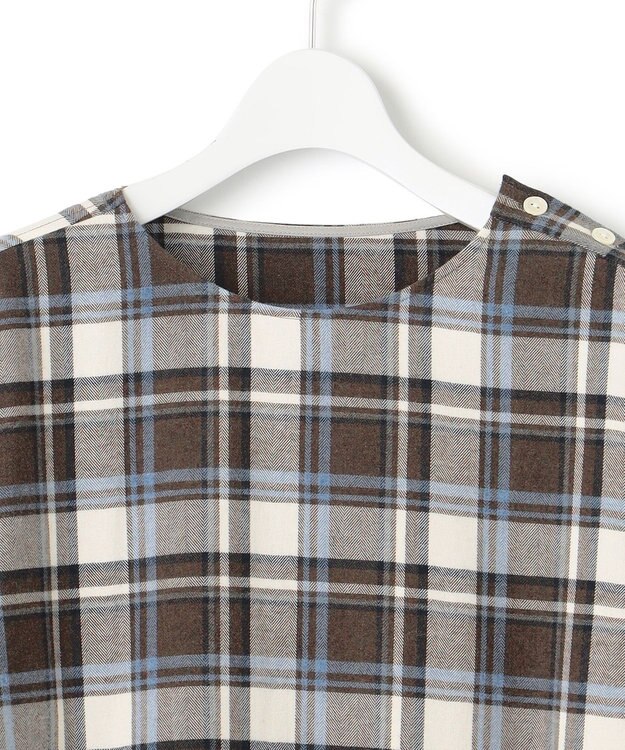 23区 【洗える】CANCLINI メルトン チェック ブラウス ブラウン系チェック