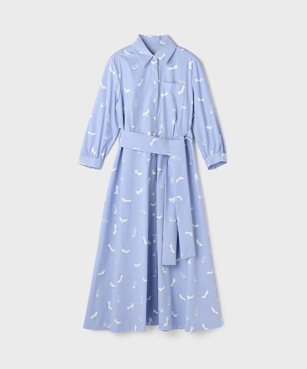 GRACE CONTINENTAL ヒールプリントシャツドレス ブルー