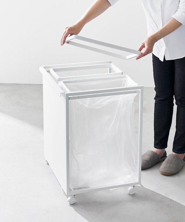 tower 目隠し分別ダストワゴン タワー 45L 2分別 ホワイト ホワイト