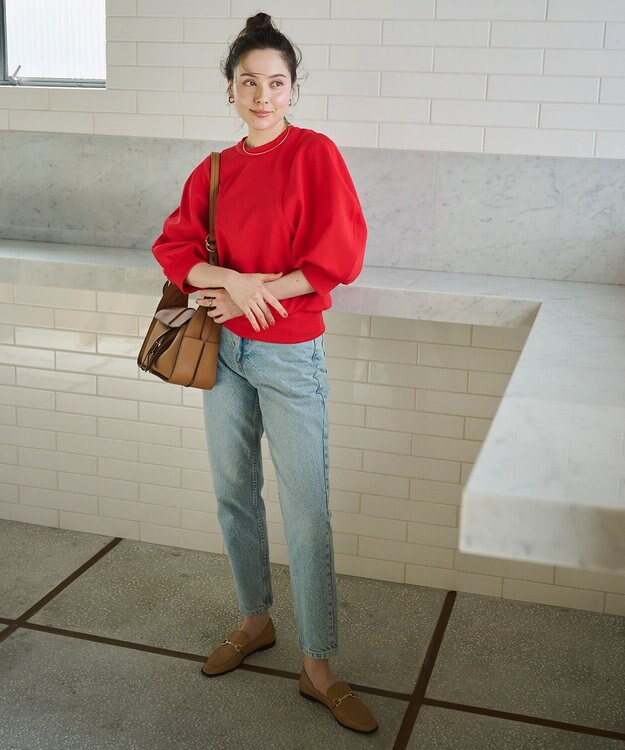 #Newans ラウンドスリーブカットソー レッド