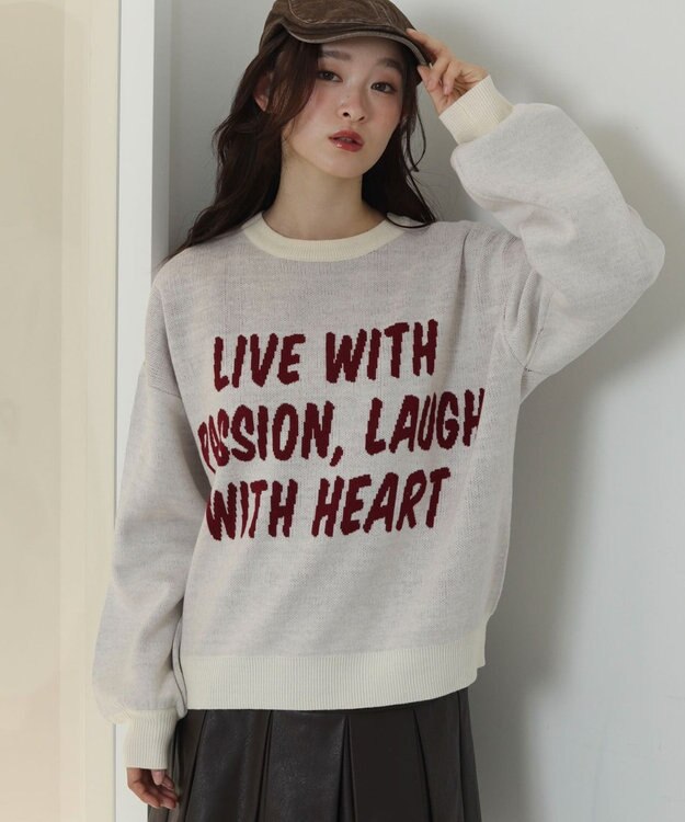 WEGO レタリングニットプルオーバー オフホワイト