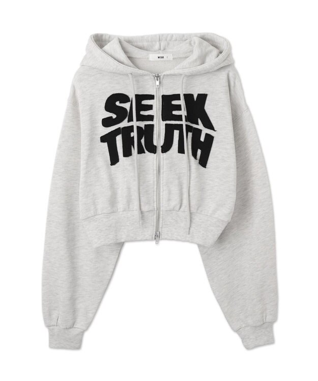 WEGO ロゴZIPショートパーカー 杢グレー