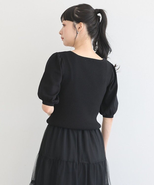 earth music&ecology ビット付きニットプルオーバー Black