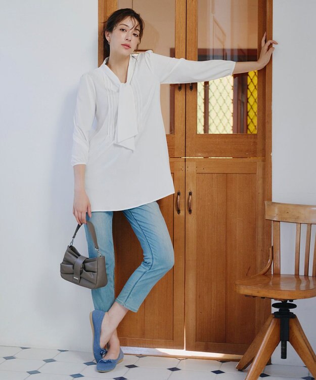 Tiaclasse 【洗える】ボウタイチュニック オフホワイト