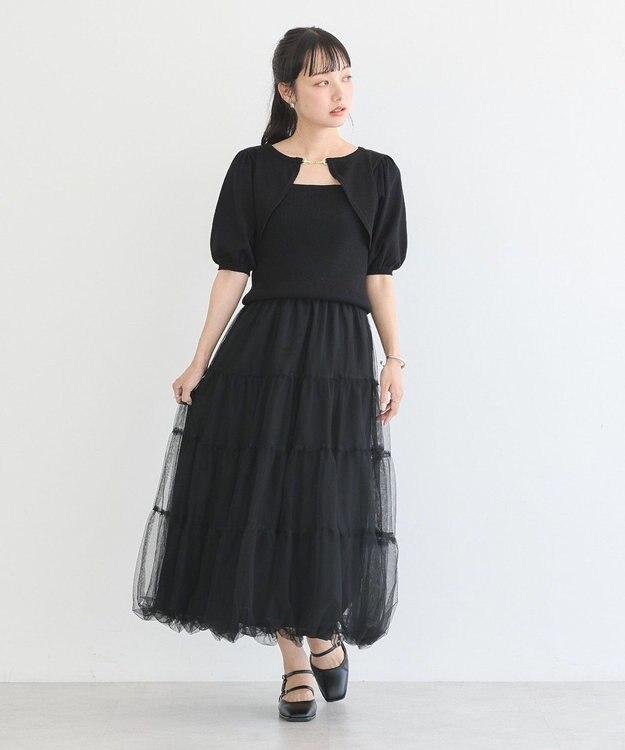 earth music&ecology ビット付きニットプルオーバー Black