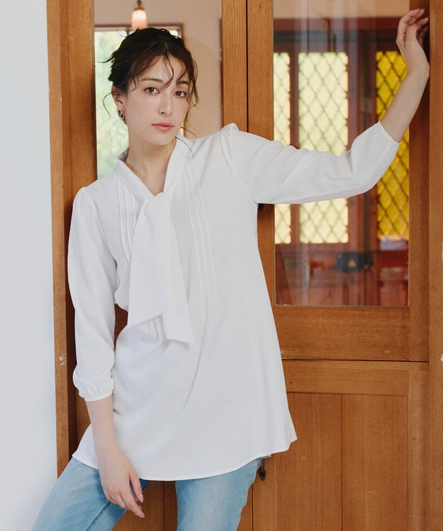 Tiaclasse 【洗える】ボウタイチュニック オフホワイト