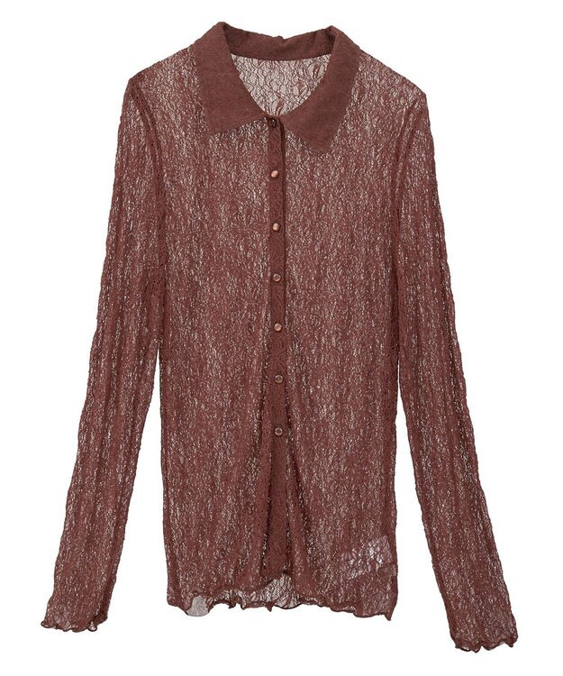 earth music&ecology ストレッチレースシャツ Brown
