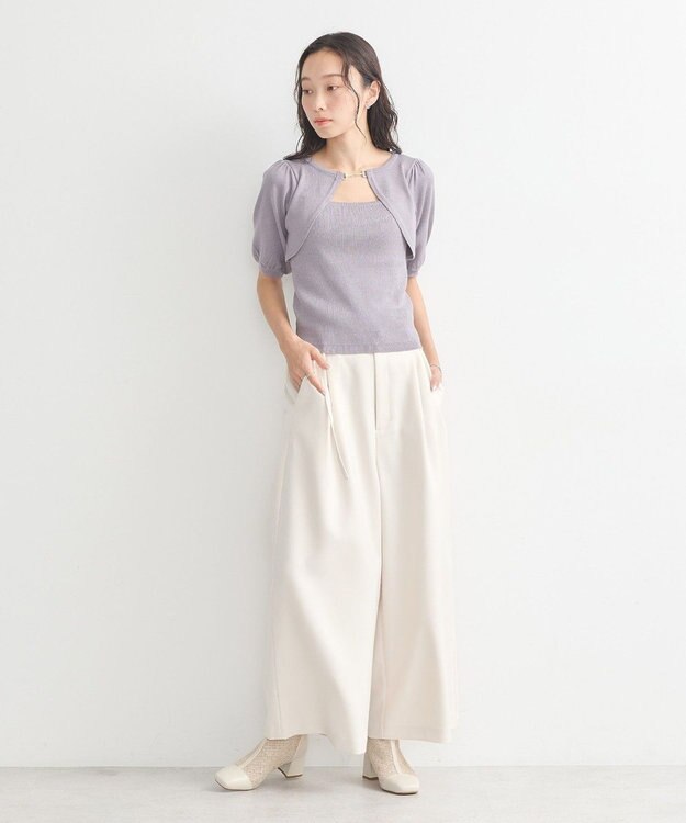 earth music&ecology ビット付きニットプルオーバー Gray