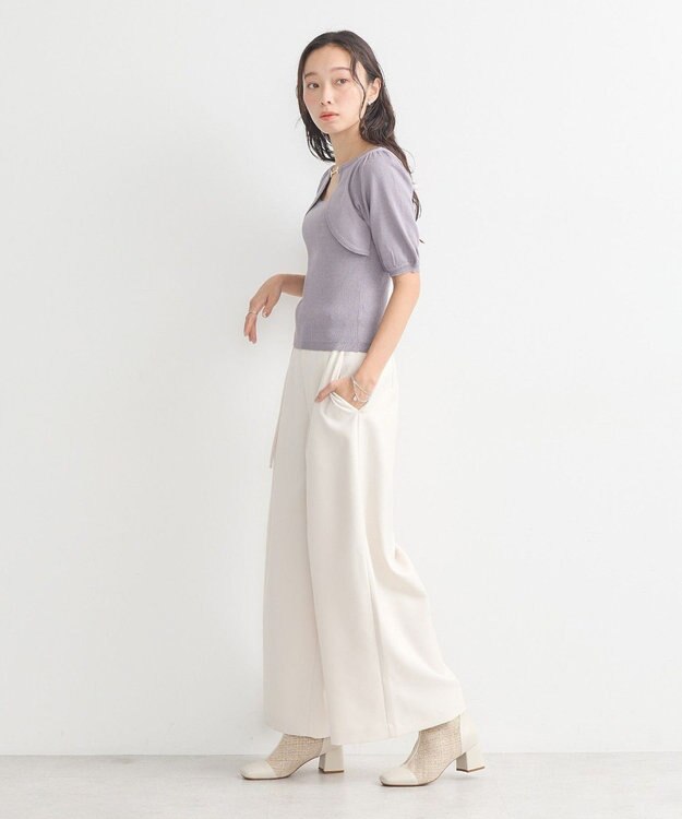 earth music&ecology ビット付きニットプルオーバー Gray