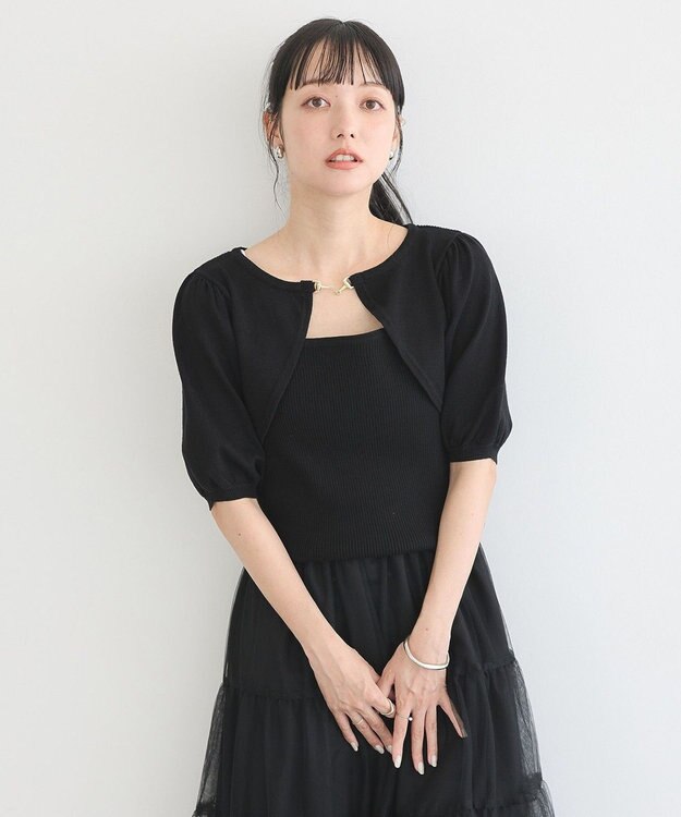 earth music&ecology ビット付きニットプルオーバー Black