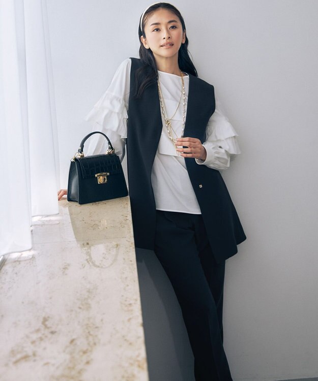 自由区 【セットアップ対応・洗える】トリアセダブルクロス ジレ ネイビー系