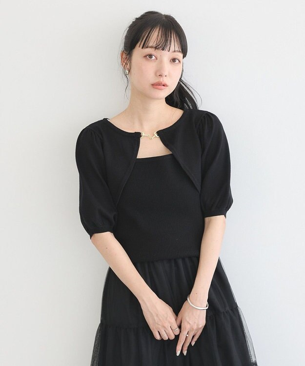 earth music&ecology ビット付きニットプルオーバー Black