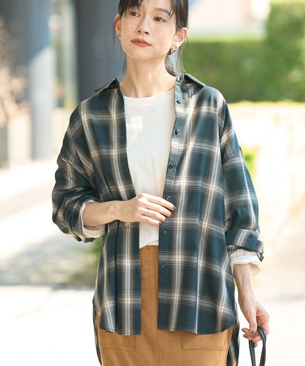 AMERICAN HOLIC イージーケアチェックシャツ【360°着こなしシャツ】 Green