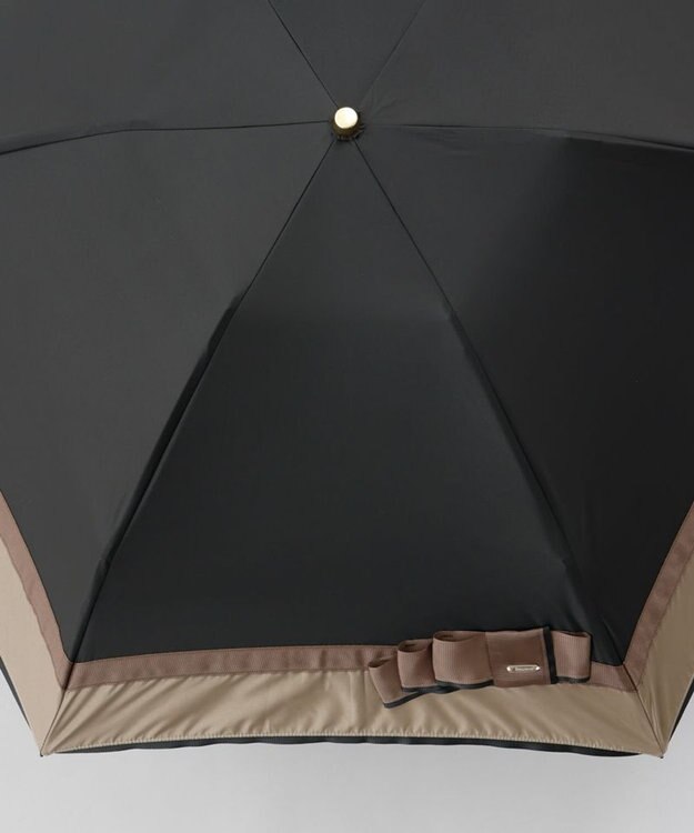 AURORA 【 Beaurance （ビューランス）】サマーシールド リボン/切り継ぎ加工晴雨兼用パラソル傘（折りたたみ傘） ブラック