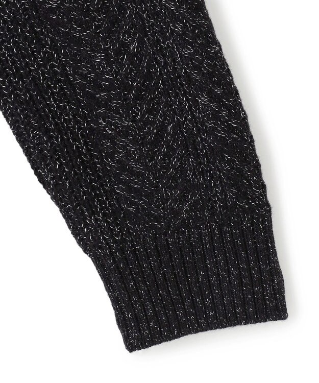 JOSEPH HOMME メランジヘリンボンストライプ　ケーブルニット ブラック系