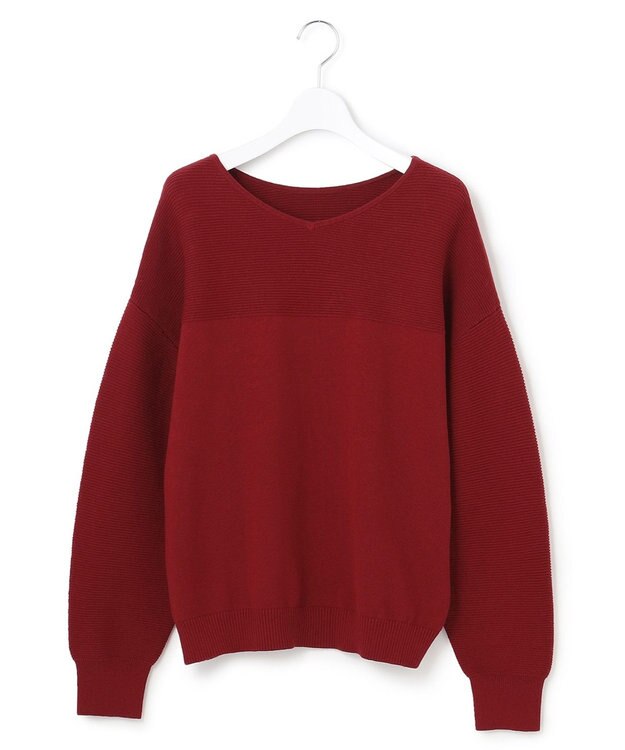 23区 【前後着用可能】コットンカシミヤ ニット ダークレッド